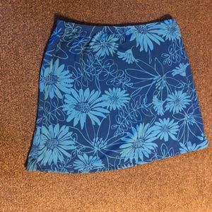 Express Blue Flower Skirt with Elastic Waist